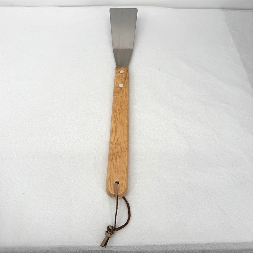 KitchenWorthy Spatula Stainless Steel Wood Handle Griddle Scraper BBQ Tool 14"
